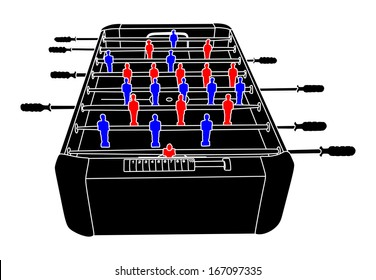 Foosball Soccer Table Game vector isolated on white background .