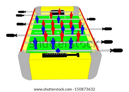 Foosball Soccer Table Game vector isolated on white background 