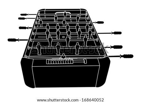 Foosball Soccer Table Game vector isolated on white background.