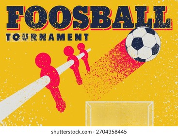 Fußball Tischfußball Turnier typografische Vintage-Grunge-Stil Poster Design. Vektorgrafik.