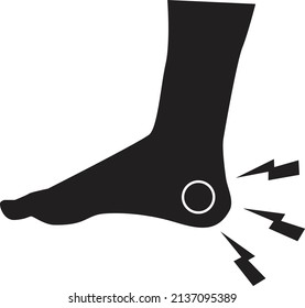  foot ache icon on white background. heel pain sign. body pain concept. flat style.