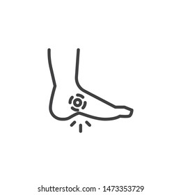 Foot ache line icon. linear style sign for mobile concept and web design. Heel pain outline vector icon. Symbol, logo illustration. Vector graphics