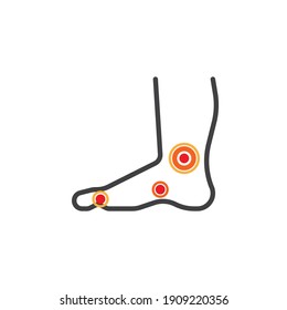 Foot ache line icon. linear style sign for mobile concept and web design. Painful foot outline vector icon. Symbol, logo illustration. Vector graphics