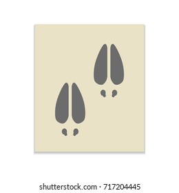 Foot Animal Vector black icon on color sticker. Material design