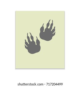 Foot Animal Vector black icon on color sticker. Material design