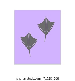 Foot Animal Vector black icon on color sticker. Material design