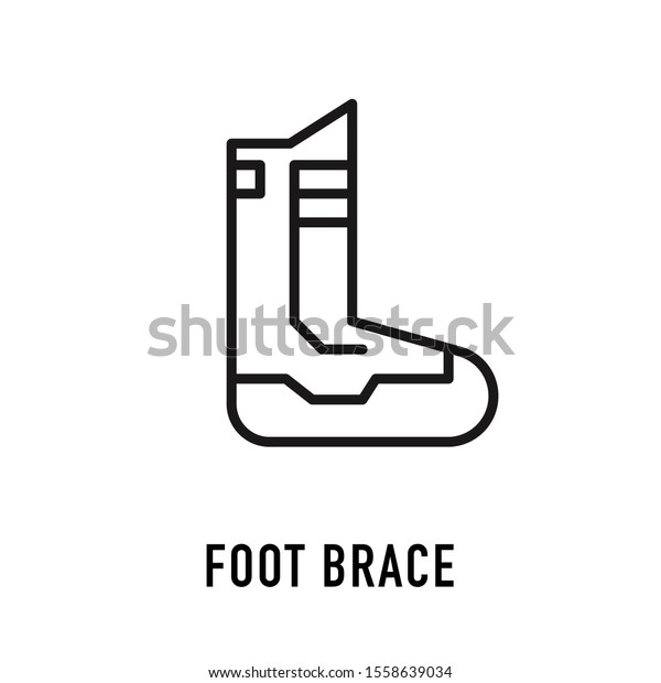 Foot ankle brace linear icon. Foot orthosis. Thin\
line illustration. Leg brace. Adjustable ankle joint bandage. Joint\
pain relief. Contour symbol. Vector isolated outline drawing.\
Editable stroke