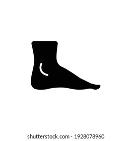 Foot, ankle glyph icon. Solid style can be used for web, mobile, ui. Pain, hip, ortho, anatomy, body, care concept. Vector logo illustration isolated on white background. EPS 10.