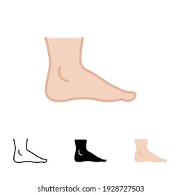 Foot, ankle icon in different style. Two colored and black foot ankle vector icons designed in filled outline, line, glyph and solid style. Vector illustration isolated on white background. EPS 10