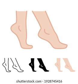 Foot, ankle icon in different style. Two colored and black foot ankle vector icons designed in filled outline, line, glyph and solid style. Vector illustration isolated on white background. EPS 10