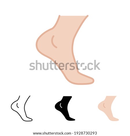 Foot, ankle icon in different style. Two colored and black foot ankle vector icons designed in filled outline, line, glyph and solid style. Vector illustration isolated on white background. EPS 10