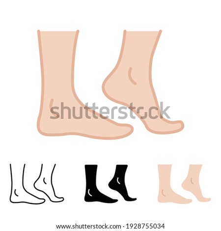 Foot, ankle icon in different style. Two colored and black foot ankle vector icons designed in filled outline, line, glyph and solid style. Vector illustration isolated on white background. EPS 10