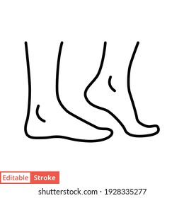 Foot, ankle line icon. Outline style can be used for web, mobile, ui. Pain, hip, ortho, anatomy, body, care concept. Vector logo illustration isolated on white background. Editable stroke EPS 10.