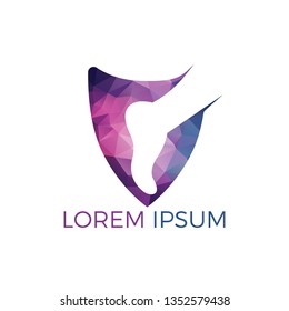 Foot and ankle podiatry vector logo design. Foot with Shield and medical cross logo template. Foot care and massage logo design.