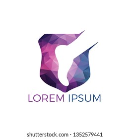 Foot and ankle podiatry vector logo design. Foot with Shield and medical cross logo template. Foot care and massage logo design.