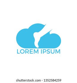 Foot and ankle podiatry vector logo design. Foot with Cloud and medical cross logo template. Foot care and massage logo design.