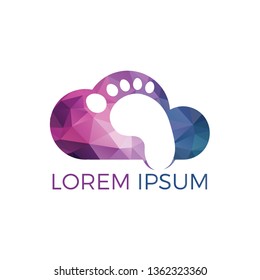 Foot and ankle podiatry vector logo design. Foot with Cloud and medical logo template. Foot care and massage logo design.