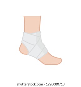 Foot, ankle wrap coloured icon. Filled outline style can be used for web, mobile, ui. Pain, hip, ortho, anatomy, body, care concept. Vector logo illustration isolated on white background. EPS 10.