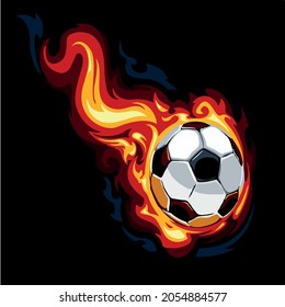 foot ball with fire vector form.