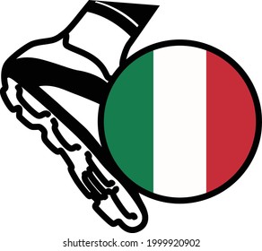 Foot ball and flag of italy logo