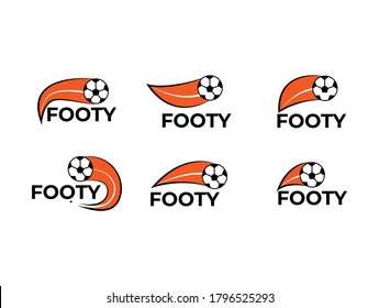 Foot Ball Footy Logo Design Set With Flying Ball - Vector Template