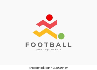 Foot Ball logo, abstract people playing football in modern and simple style, usable for sport, and brand company logo, vector illustration