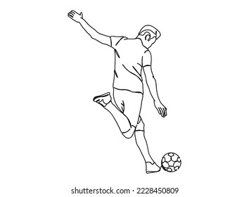 Foot ball Player Single line art drawing, black and white minimal Vector illustration. for Logo, Wall décor