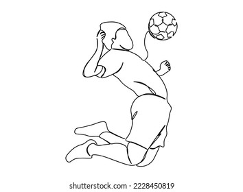 Foot ball Player Single line art drawing, black and white minimal Vector illustration. for Logo, Wall décor