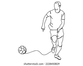 Foot ball Player Single line art drawing, black and white minimal Vector illustration. for Logo, Wall décor