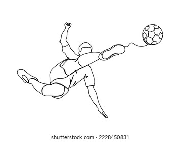 Foot ball Player Single line art drawing, black and white minimal Vector illustration. for Logo, Wall décor