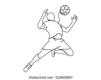 Foot ball Player Single line art drawing, black and white minimal Vector illustration. for Logo, Wall décor