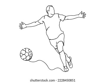 Foot ball Player Single line art drawing, black and white minimal Vector illustration. for Logo, Wall décor