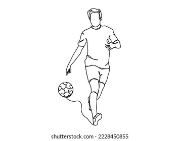 Foot ball Player Single line art drawing, black and white minimal Vector illustration. for Logo, Wall décor