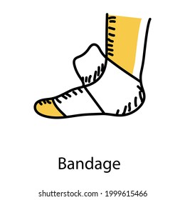 Foot bandage in doodle trendy editable vector 