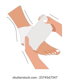 foot bandage technique.Sprained ankle foot with elastic bandage