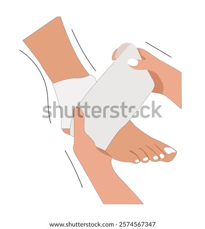 foot bandage technique.Sprained ankle foot with elastic bandage