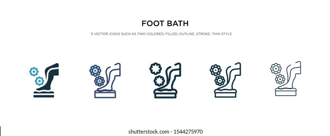 foot bath icon in different style vector illustration. two colored and black foot bath vector icons designed in filled, outline, line and stroke style can be used for web, mobile, ui