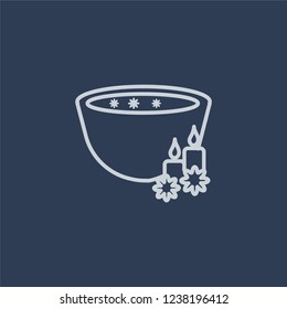 Foot bath icon. Trendy flat vector line Foot bath icon on dark blue background from sauna collection. 