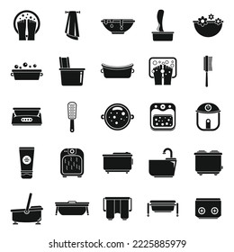 Foot bath icons set simple vector. Beauty calm. Health massage