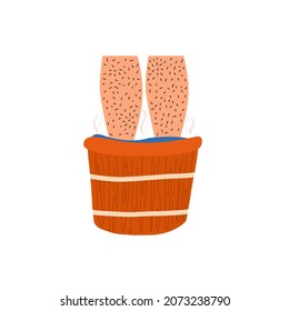 Baño de pies. Ilustración de la mano del vector