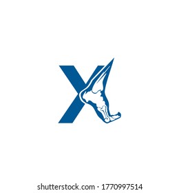 Foot bone X logo design vector. illustration letter X symbol.