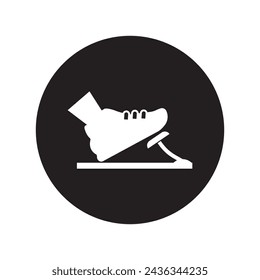 Foot in the Boot Presses Gas or Brake Pedal icon vector illustration symbol design