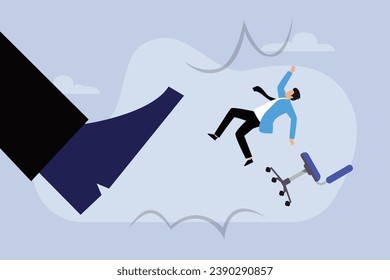 Foot of boss kicking out employee