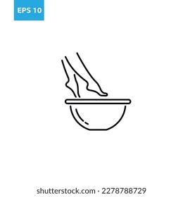 Foot in bowl outline icon Vector illustration