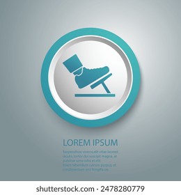 Foot with brake blue icon, vector flat 