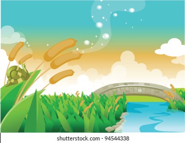 Foot bridge over river
