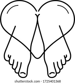 Foot Care and heart icon in outline