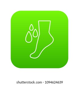 Foot care icon green vector isolated on white background