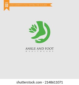 Plantilla de logotipo de icono de pie y cuidado, cuidado de la salud de pies y tobillos
