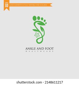 Plantilla de logotipo de icono de pie y cuidado, cuidado de la salud de pies y tobillos
